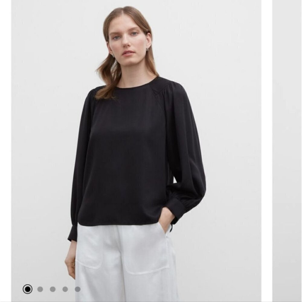 NWT CLUB MONACO | Shirred Sleeve Top black tencel sz XS